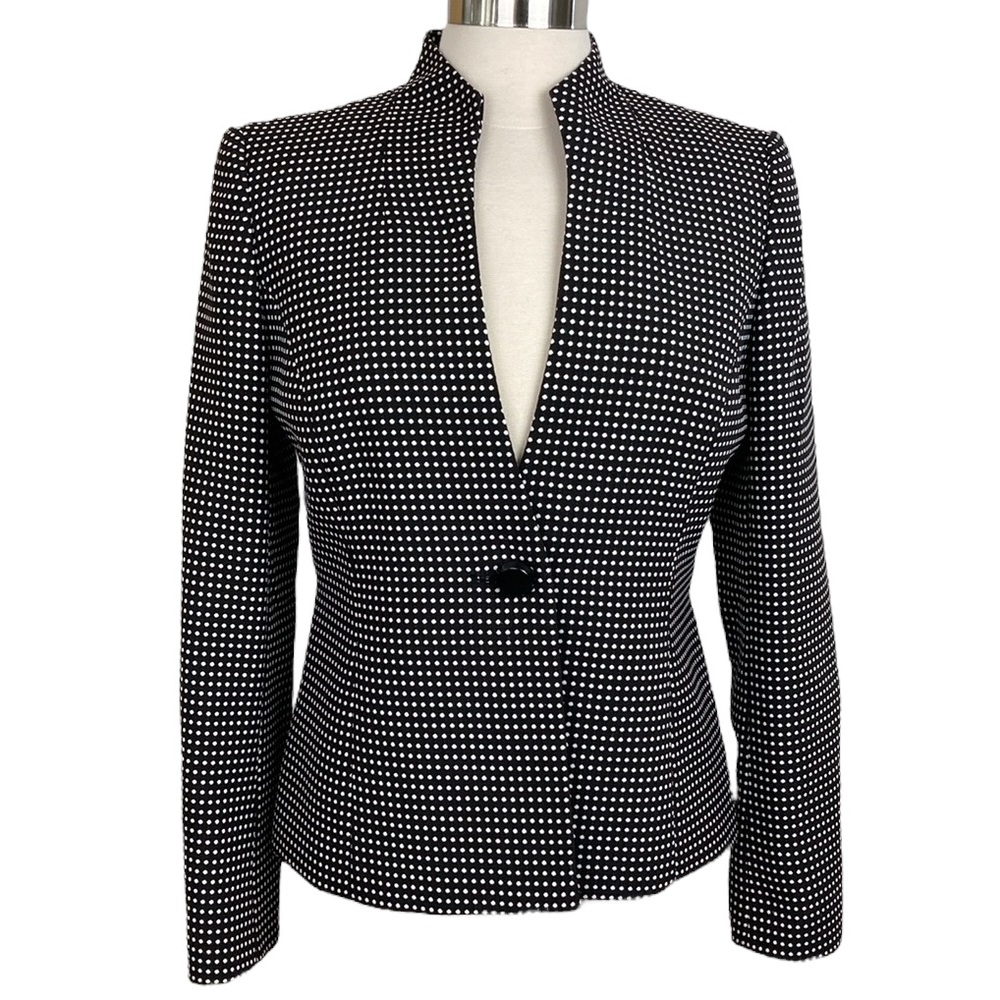 Kasper Black & White One Button Blazer